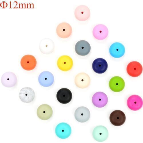 2016 New DIY Fashion Wholesale Loose Round Bead 12mm Chewable Baby Bead Necklace Silicone Beads Teething For Baby Mommy 23 Color