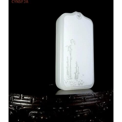 CYNSFJA New Real Rare Certified Natural Hetian Mutton-Fat Jade Nephrite Lucky Amulets Peace Jade Pendant High Quality Best Gift