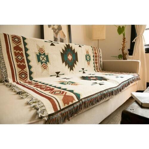 New Bohemian cotton linen blanket National Wind Geometry Sofa Blanket Bed Home Decoration Plaid Hanging Blanket