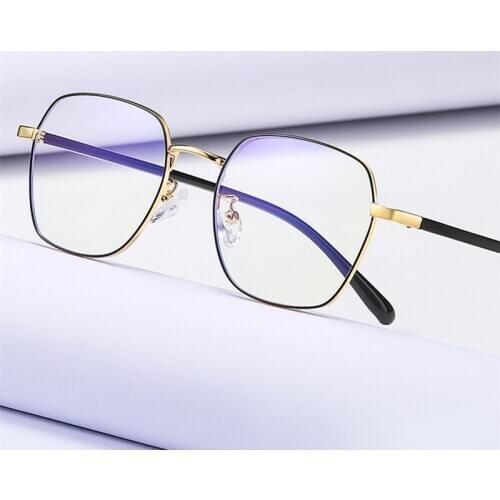 OEYEYEO New Metal Anti Blue Light Eyeglasses Mens Simple Fashion Spectacles Frame Ladies Retro Trend Myopia Eyewears