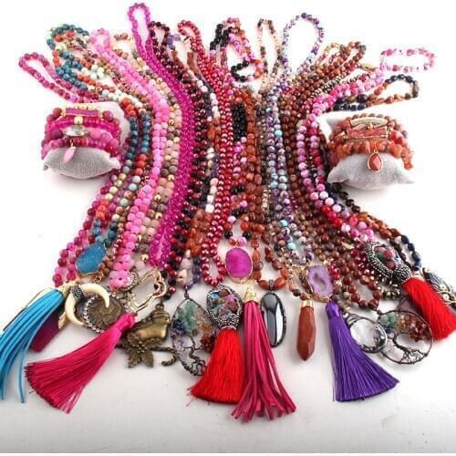 Wholesale Red 20pc Mix Color Necklace / Bracelet set Fashion Boho Jewelry Handmade Women necklaces Gift