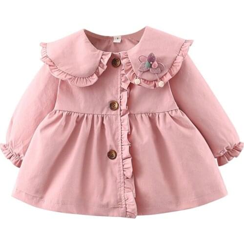 2021 Autumn Children Princess for Girls Coat Autumn Cotton Clothes New Doll Collar Outerwear Sweet Kids Baby for Girl Jacket