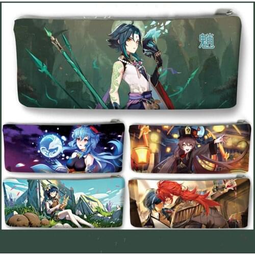 Genshin Impact Pencil Cases Anime Kawaii Pencil Bags Stationery Cute QiQi Student School Office Stationary Box Pencilcases Xiao