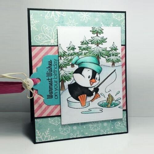 Penguin Fishing& Warmest Wishes Clear Stamps for DIY Scrapbooking Craft Making Decor Transparent Stempels New Silicone Seal