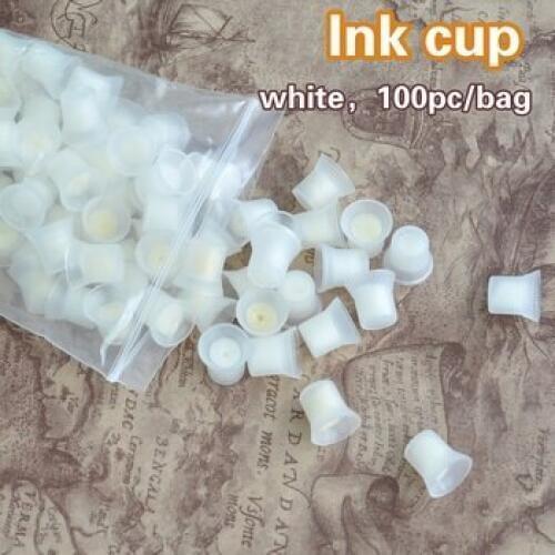 100pcs white color plastic tattoo Ink permanent cup Easy Ring Ink Container/Cup For INK Supply free shipping