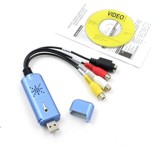 Portable For USB 2.0 Easycap Video Audio Capture Card Adapter VHS DC60 DVD Converter Composite RCA Blue for PC Laptop