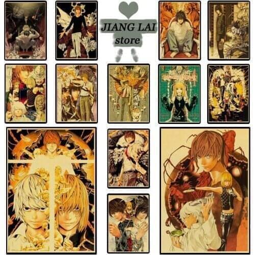 Anime Death Note Series Retro Posters Used to Decorate the Living Room Bedroom Kraft Paper Material Poster Wall Stickers