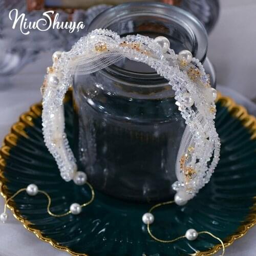 NiuShuya Clear Crystal Hairbands Rhinestone Cubic Headband Party Wedding For Women Girls Hair Accessories Headpiece Jewelries