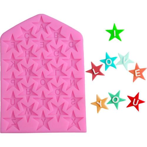 Five-Pointed Star 26 Letters Chocolate Cooking Tools Silicone Mold For Baking Of Kitchen Accessories Fondant Sugar Craft Candy