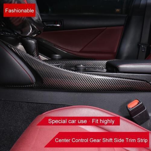 QHCP 1Pair Carbon Fiber Car Gear Shift Box Side Trim Strip Cover Sticker Interior Moulding Accessories For Lexus IS300 200T 250