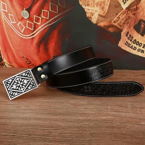 Western cowboy zinc alloy pattern belt buckle leather belt mens gift