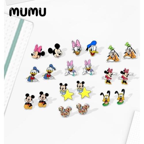 2021 New Disney Mickey Minnie Stud Earring Cute Mouse Epoxy Jewelry Resin Acrylic Earrings Handmade Gifts Girl