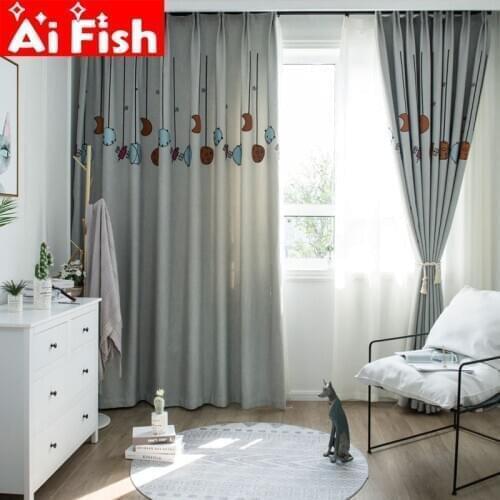 Outer Space Planet Curtain Embroidery Childrens Curtain Boy Living Room Shading Cartoon Curtain White Tulle Cortinas X067-4