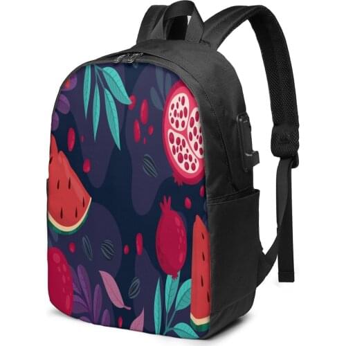 School Laptop Backpack Pomegranate Watermelon Yalda 17 inch Travel Multi USB Charger Bag