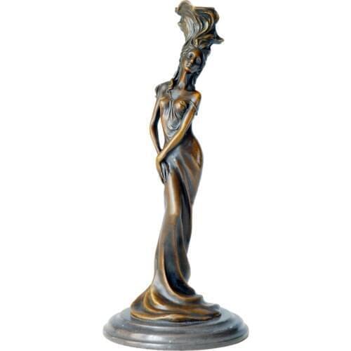 Tulip Young Girl Candlestick Statue Bronze Antique Candleholder Sculpture Figurine Art Hot Casting Home Decor