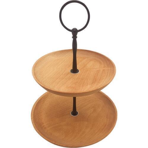 European Style Table Party Snack Storage Round Bread Kitchen Candy Tool Decoration Wooden Fruit Tray Home Double Layer