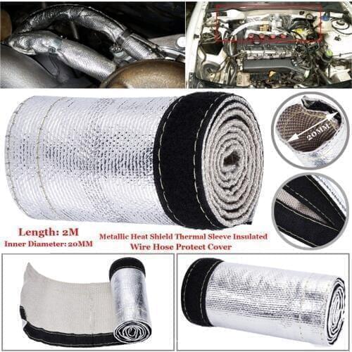 2M Heat Shield Sleeve Insulator Wire Mug Cover Wrap Loom Tube Metallic Heat Shield Thermal Insulated Sleeve Wire Cover