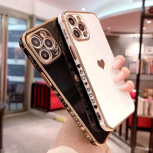 Moskao Electroplated Love Heart Letters Shockproof Phone Case For iPhone 11 12 Pro X XR XS Max 8 7 Plus SE 2020 Soft TPU Bumper