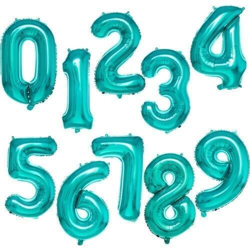 32 Inch Tiffany Blue Number Balloon Kids Birthday Party Decorations Balloons Wedding Baby Shower New Year 2021 Party Balloons