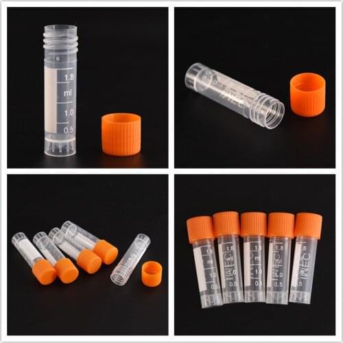 High Quality 20pcs 1.8ml Graduation Centrifuge Tube Volume Vials Bottles With Screw Cap PP Lab Analysis Freezing Tubes