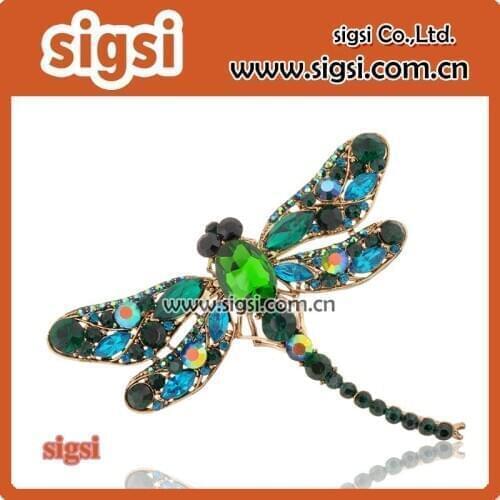 Lively rhinestone dragonfly brooch