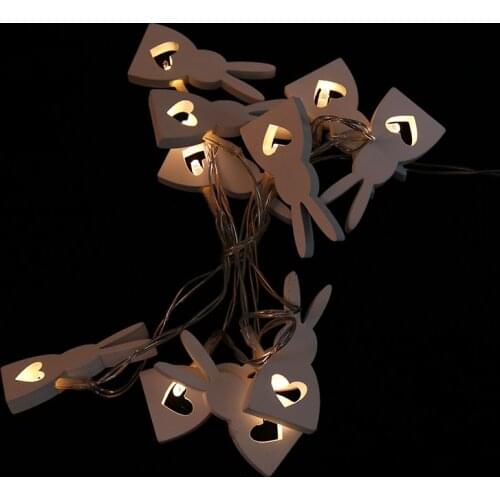 1M 10LED Easter Party Decoration Wooden Easter Rabbit Strip Light Bunny LED Garland Fairy Light Happy Easter Home Decor