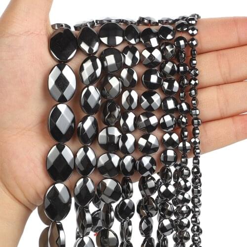 2Styles Natural Stone Beads Faceted Black Hematite Beads Loose For Jewelry Making DIY Bracelet Accessories