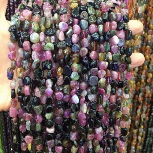2020 New Natural Stone Loose Beads Garnet Tourmaline Irregular For DIY Necklace Bracelet Jewelry Making 6x10mm 8x10mm