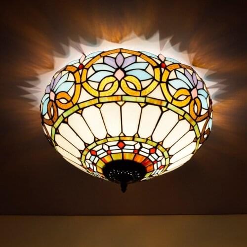 40cm European-Style Vintage Lovely Tiffany Colored Glass Bedroom Corridor Corridor Bathroom Glass Ceiling Lamp