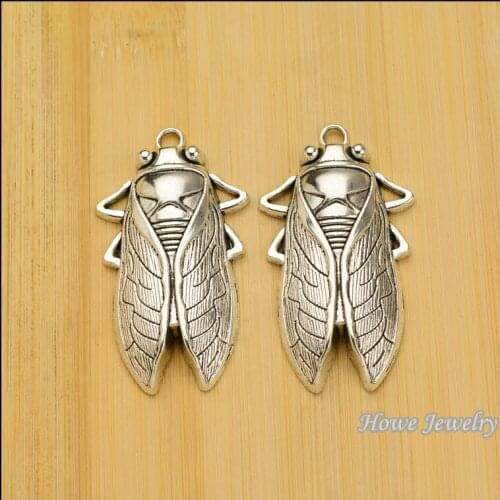 8 pcs Vintage Charms Cicada Pendant Antique silver Fit Bracelets Necklace DIY Metal Jewelry Making