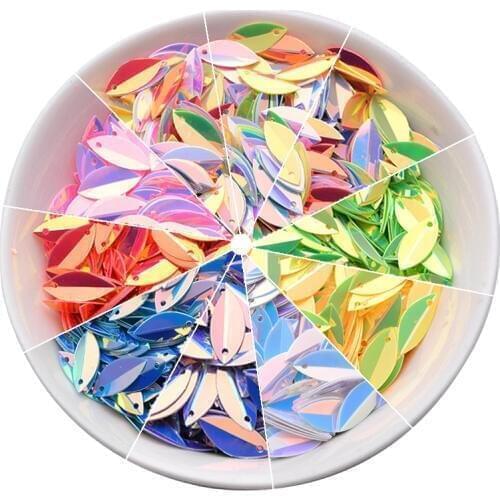9X15mm horse eye shape rainbow leaves loose sequins sequins embroidery sewing childrens DIY performance clothing accessories