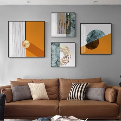 Living Room Abstract Decoration Painting Nordic Sofa Background Wall Geometric Paintings Modern Minimalist Dining Room Square