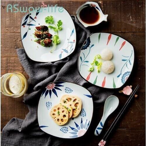 Household Japanese Ceramic Plate Personality Fruit Plate Creative Charger Plate Bone China Serving Dishes For Kitchen Supplies