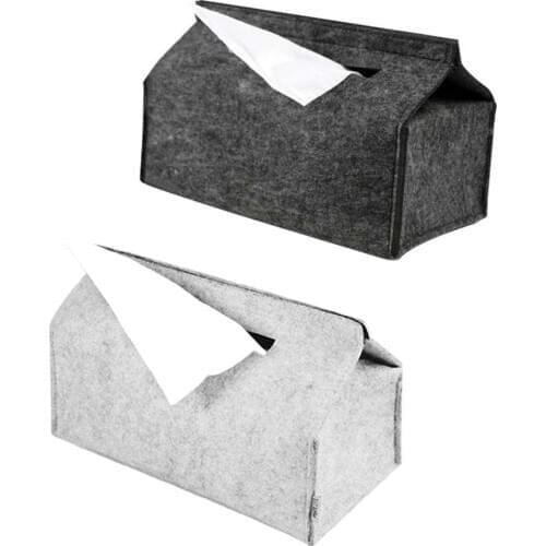 Tissue Case Box Household Tissue Holder Simple Wool Felt Trays Solid Color Home Car Napkin Paper Towel Tissue Box Container
