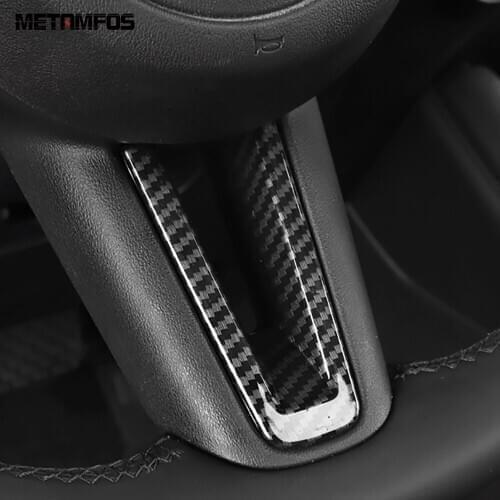 For Mazda 3 M3 Axela 2019 2020 Carbon Fiber Steering Wheel Cover Trim Molding Decoration Strip Interior Accessories Car Styling
