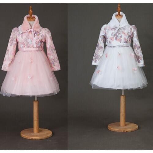 Kids Girls Dress Winter Cotton Cashmere Dress Thicken Long Sleeve Toddler Girl Clothes Princess Costume Christmas Costume