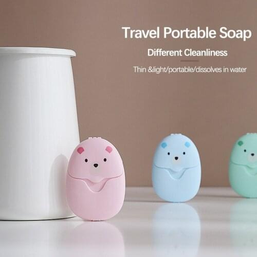 Cost-effective 50pcs Disposable Boxed Paper Soap Travel Camping Portable Hand Washing Box Scented Slice Sheets Mini Soap Paper