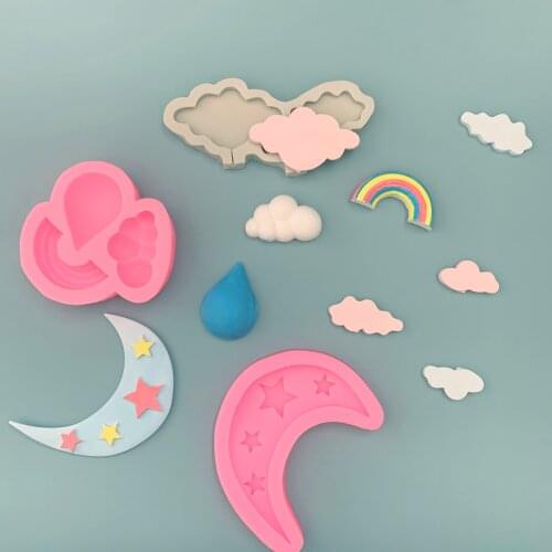 Clouds rainbow turn sugar silicone mold Star Moon Raindrop Cake Decorates Mold Chocolate Kitchen Baking Tool DIY hand-set