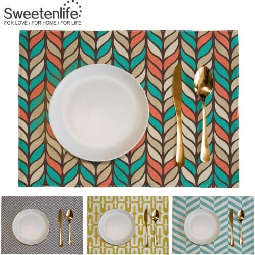 Geometric Large Size Insulation Placemat Cotton Linen Dining Table Mats Home Kitchen Decoration 46*33cm Place Pad New Coaster