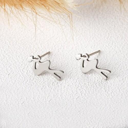 GiftBallet Dancing Girl Stud Earrings Party Temperament Ballerina Women Earrings Stainless Steel Jewelry Female Child Jewelry