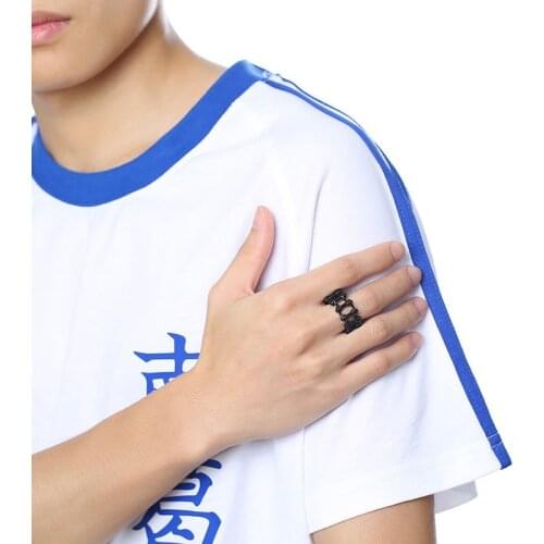 GorGor Rings Men Stainless Steel Black Pattern Bicycle Chain Punk Style Individuality Minimalist Fashion Accessories RC-402B