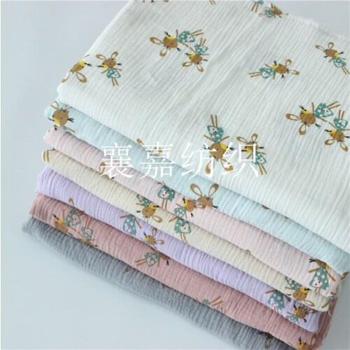 Cotton Crepe Double Gauze Printing Kids Clothes Fabric Seersucker Anti-Mosquito Pants Pajama Fabrics