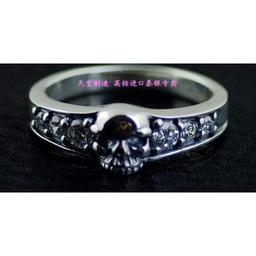 Thailand imports, fine Zircon skull silver ring, ring to do