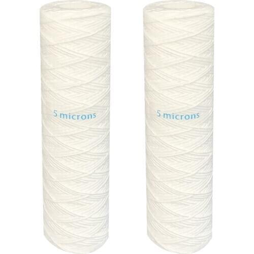 2-Pack of 5 Microns Wound String Sediment Water Filter Cartridges 10"x2.5" for Any 10 inch RO Unit