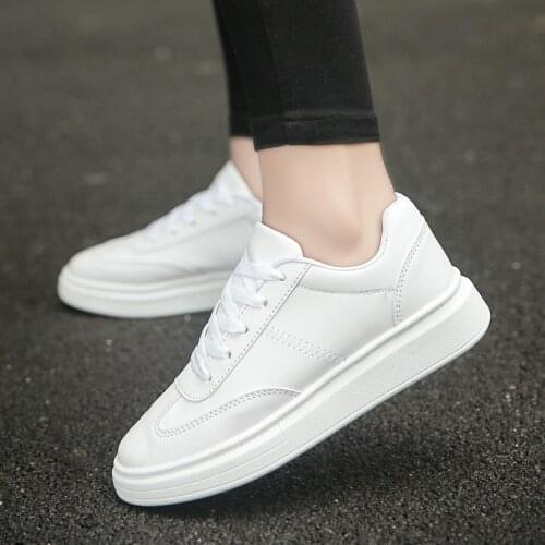 Fashion Shoes Womens Vulcanize Shoes Spring New Casual Classic Solid Color PU Leather Shoes Women Casual White Shoes Sneakers