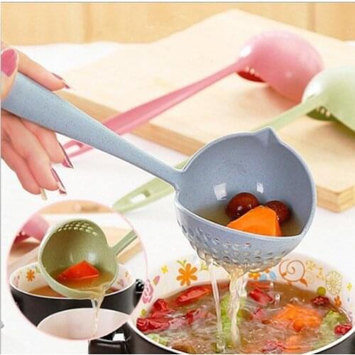 Soup draining two-in-one spoon high temperature resistant household hot pot colander porridge spoon kitchen soup draining dual-u