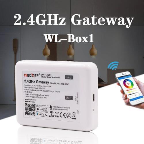 Mi Light WiFi Box RGBCCT Controller 2.4GHz Gateway MIBOXER WL-Box1 4 Zone RF Remote Controller Color Temperature LED Dimmer