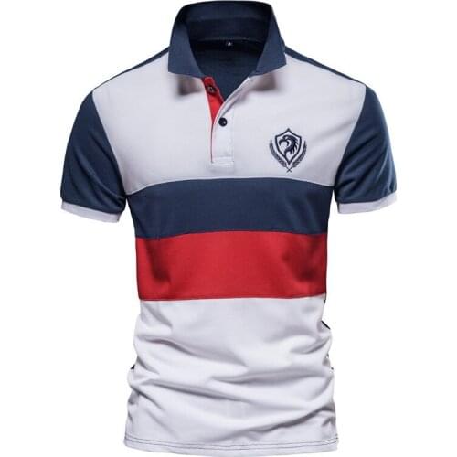 2021 Summer Cotton Polo Shirt Men Casual Patchwork Embroidery Mens Polos Social Business Short Sleeve T-shirt Male Tops Tees