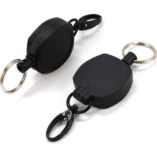 Outdoor Carabiner Key Ring Anti-lost Security Wire Rope Buckle Telescopic Keychain Outdoor Portable Camping Climbing Tools