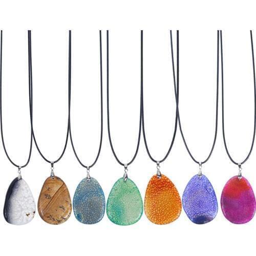 Natural Raw Stones Pendants Cat Eye Stone Healing Chakra Crystal Cut Palm Stone Opalite Pendant Clavicle Chain Necklace